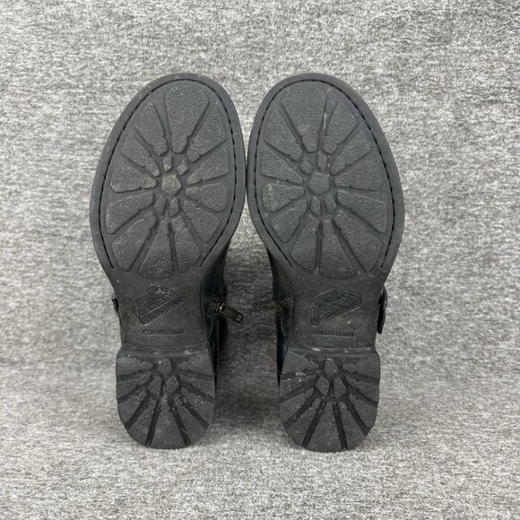 ✅Born Boots Womens Sz 7 Raisa Black Leather Side Zip Ankle Bootie Buckle Accents - Picture 3 of 10